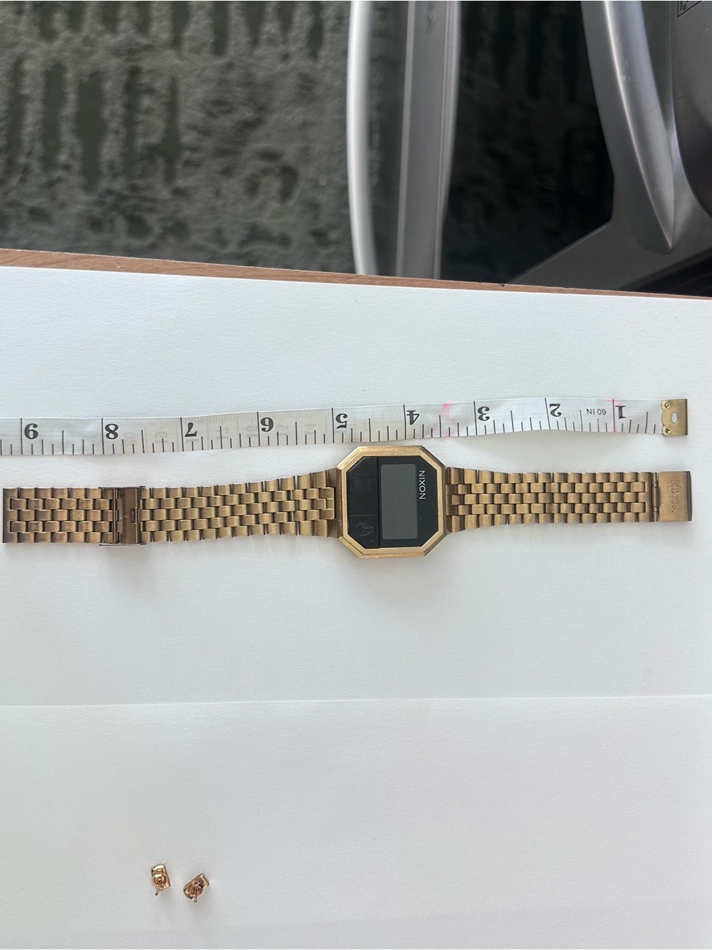 Nixon Gold-Tone Digital Octagon Bracelet Watch